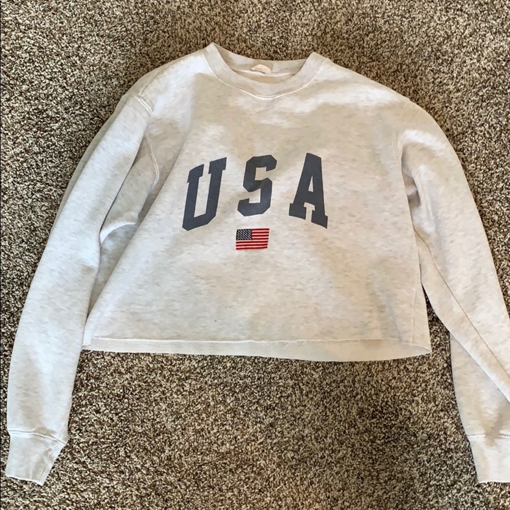 RARE brandy melville CROPPED USA crewneck